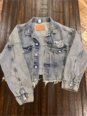 & Denim blue denim distressed jacket
